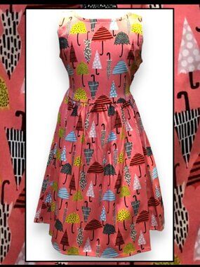 Kids Pink Umbrella Print Dress